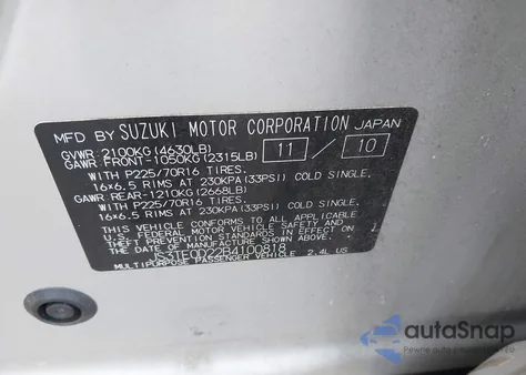 2011 Suzuki Grand Vitara Premium z USA, uszkodzony, nr VIN JS3TE0D22B4100818